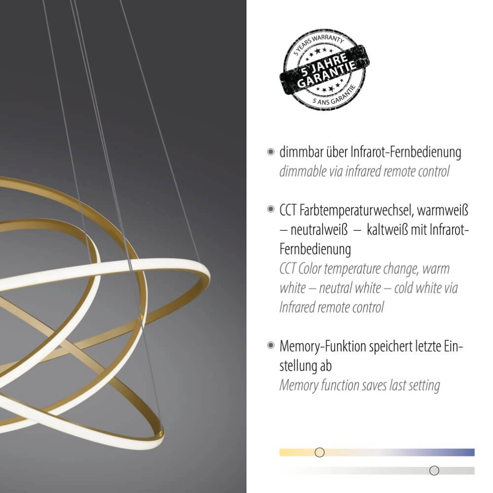 Lampe suspendue moderne Tessara laiton Paul Neuhaus 4012248372661