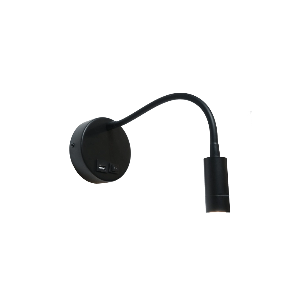 Lampe de chevet Flex noir avec connexion USB