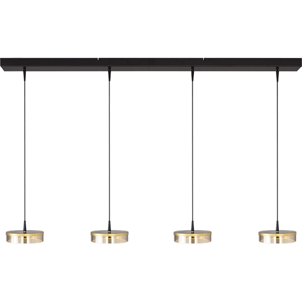 Lampe suspendue à 4 lumières Imperia 130 cm noir avec or