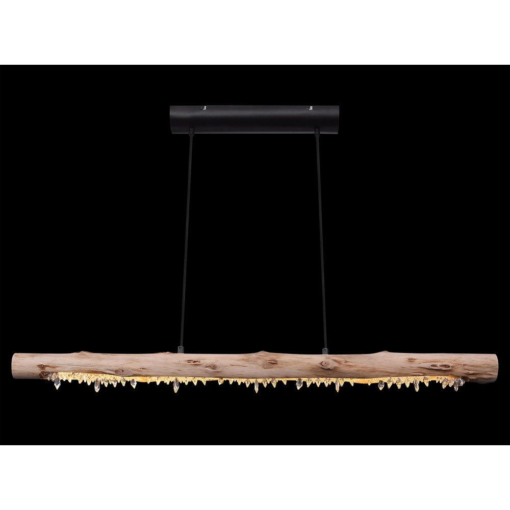 Lampe pendante de table à manger Felicitas noir avec bois Globo 9007371392889