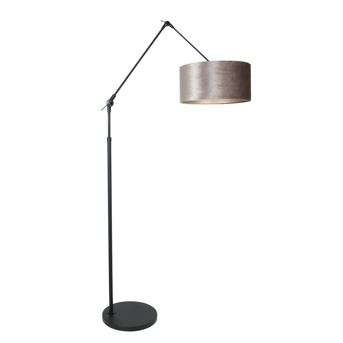 Lampe de lecture au sol Prestige Chic noir avec abat-jour en velours taupe de 40 cm Lampe de lecture au sol Prestige Chic noir avec abat-jour en velours taupe de 40 cm