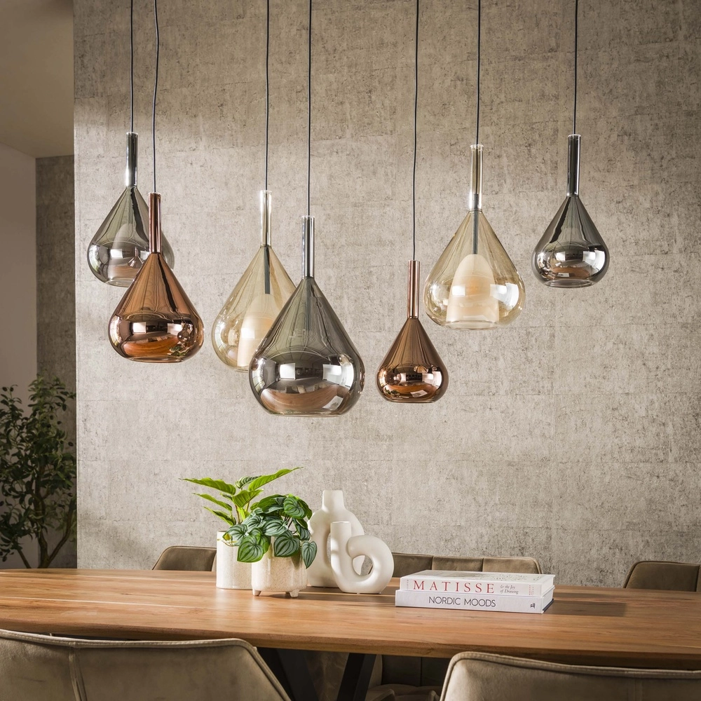 Lampe suspendue de table à manger à 7 lumières Wings Ø verre de 22 cm Lyora 8716803511989