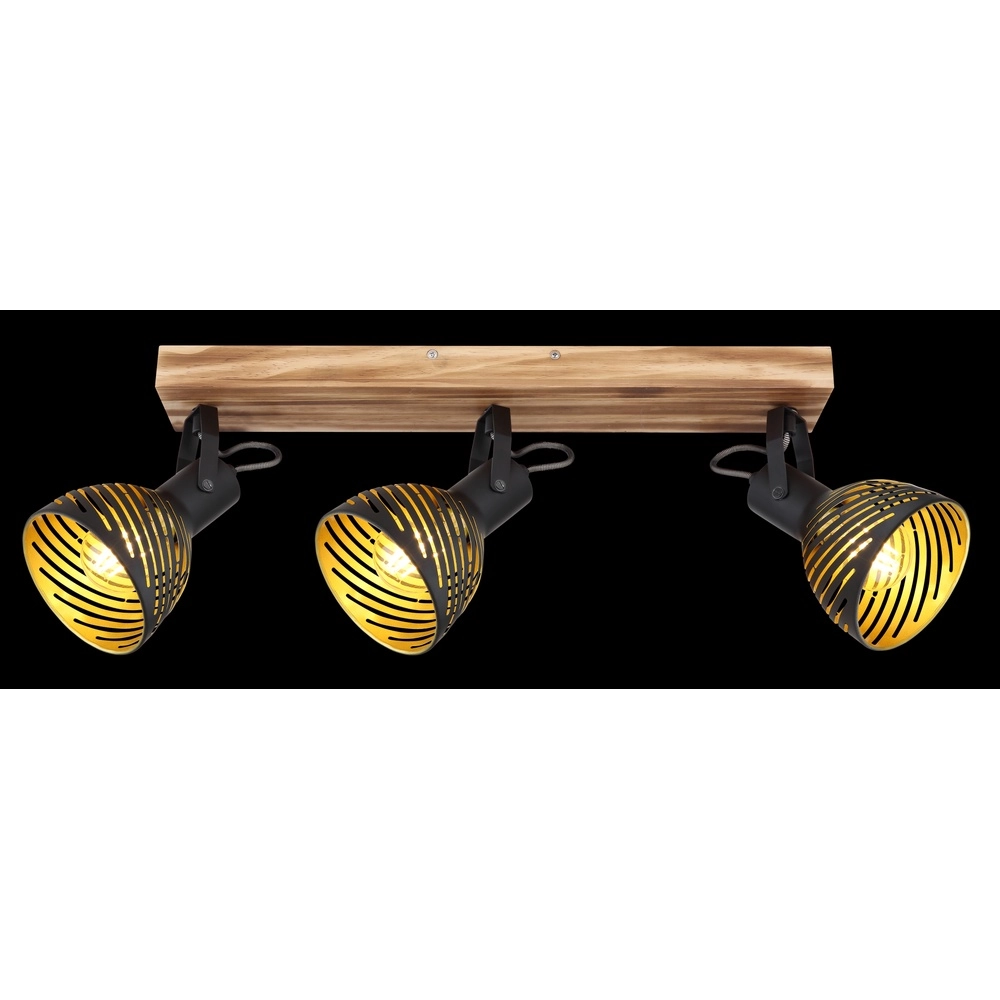 Lampe de plafond Lenna Bois 3 clairs avec noir Globo 9007371425686