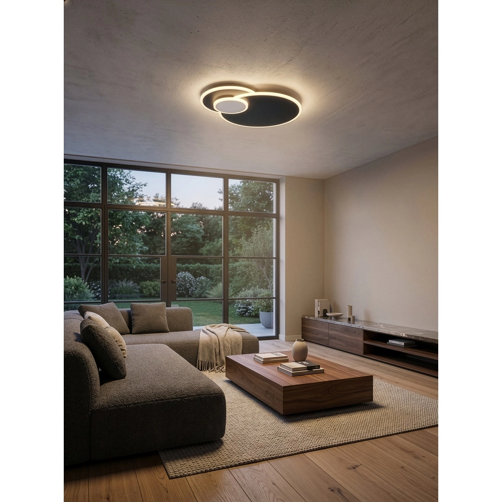 Lampe de plafond ronde Serea Noir Trio 4017807703818