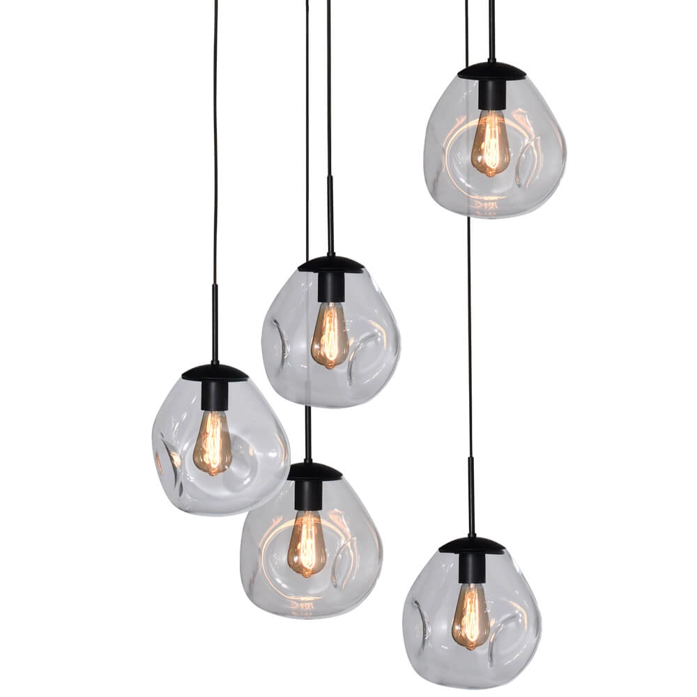 Lampe suspendue Vide Lava 5x verre transparent Ø 24cm Masterlight 8718121286518