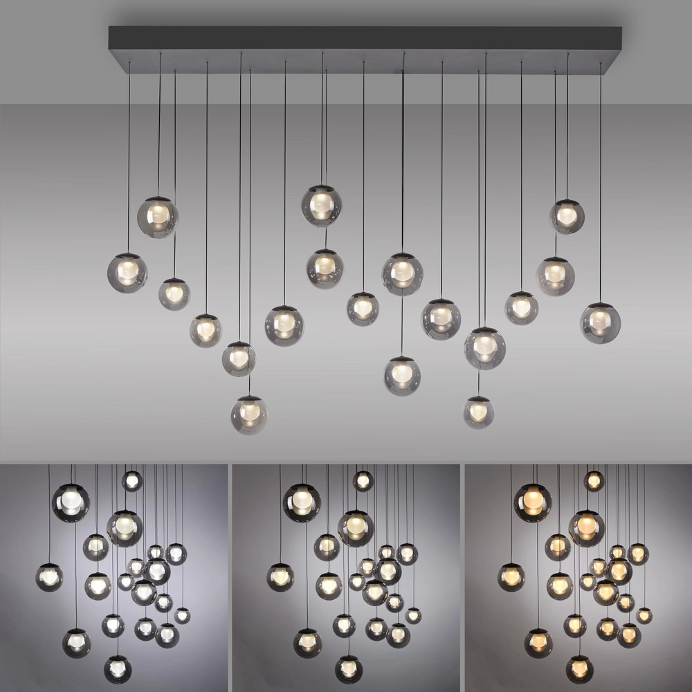 Lampe pendante à 19 lampes Pure Popup Gris mystique Paul Neuhaus 4012248396698