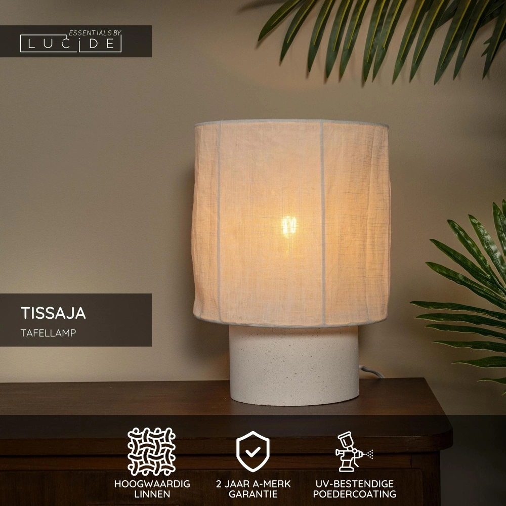 Lampe de table Tissaja Ø 20 cm de blanc Lucide 5411212061614