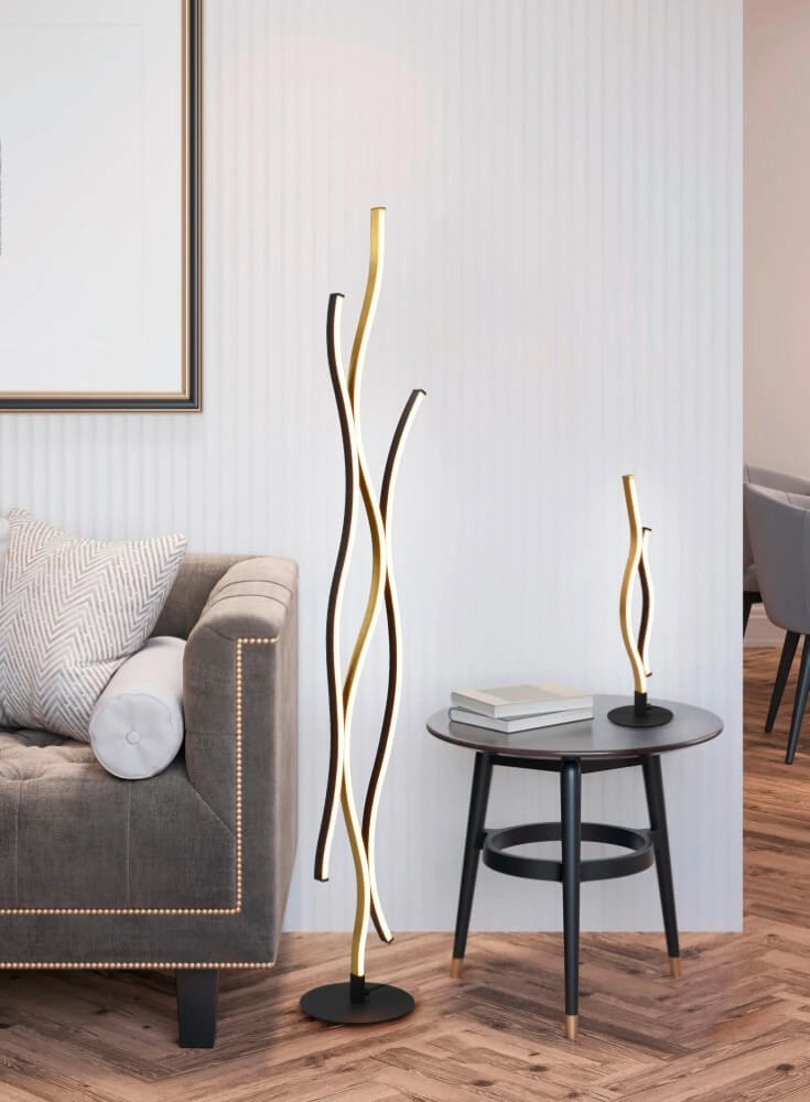 Lampadaire Blaze noir avec de l'or Trio 4017807540390