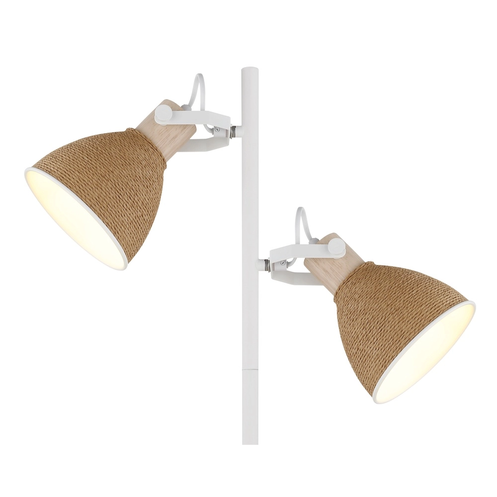 Lampe de pied Lyndon Blanc avec du rotin Globo 9007371580903