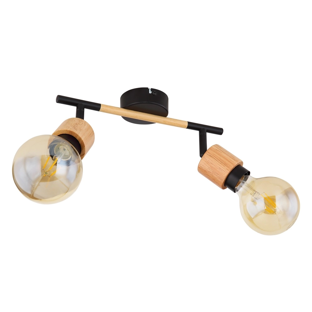 Lampe de plafond Jorna 2-noir clair avec bois Globo 9007371402281