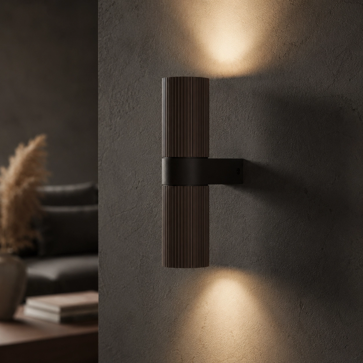 Nervures de points sur le mur Linea Brun avec noir