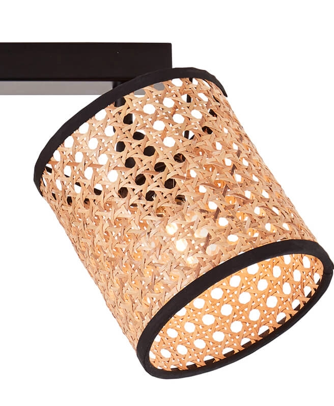 Taches Wiley 4 lumières noir avec rotin Brilliant 4004353394850