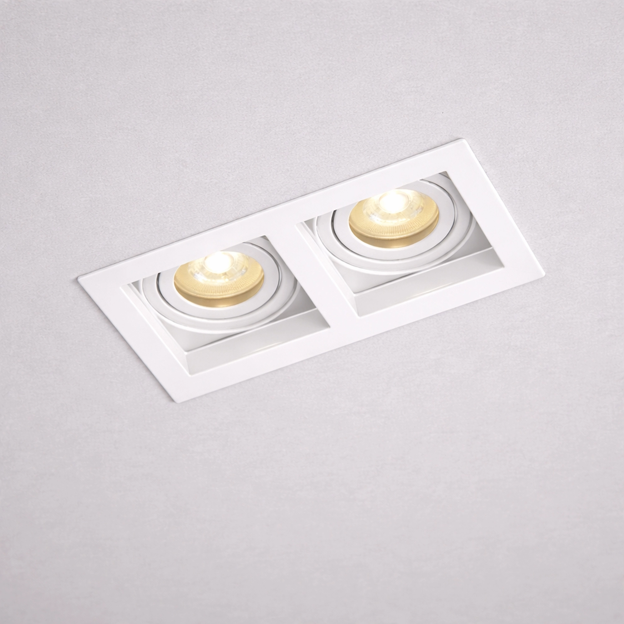 Projecteur rectangulaire encastré Grid Blanc à deux lumières