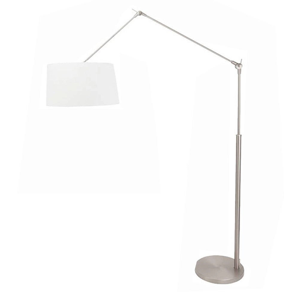 Lampadaire Gramineus 165cm gris avec abat-jour lin blanc