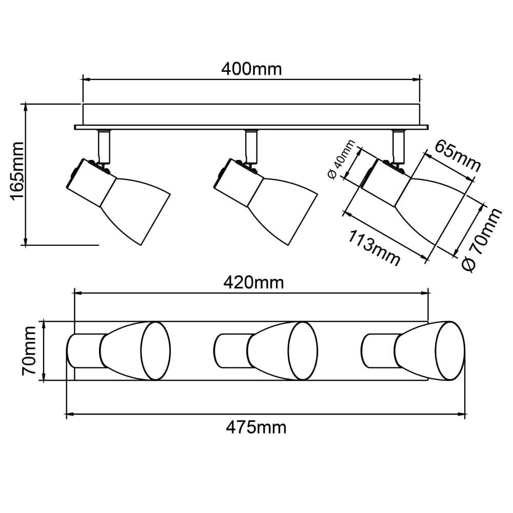 Plafonnier Daintree 3 lumières blanc Brilliant 4004353408731