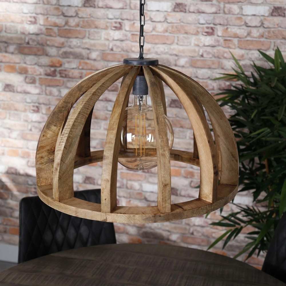 Lampe pendante en bois pour table à manger Orba Ø 60cm - E27 Lyora 8716803513211