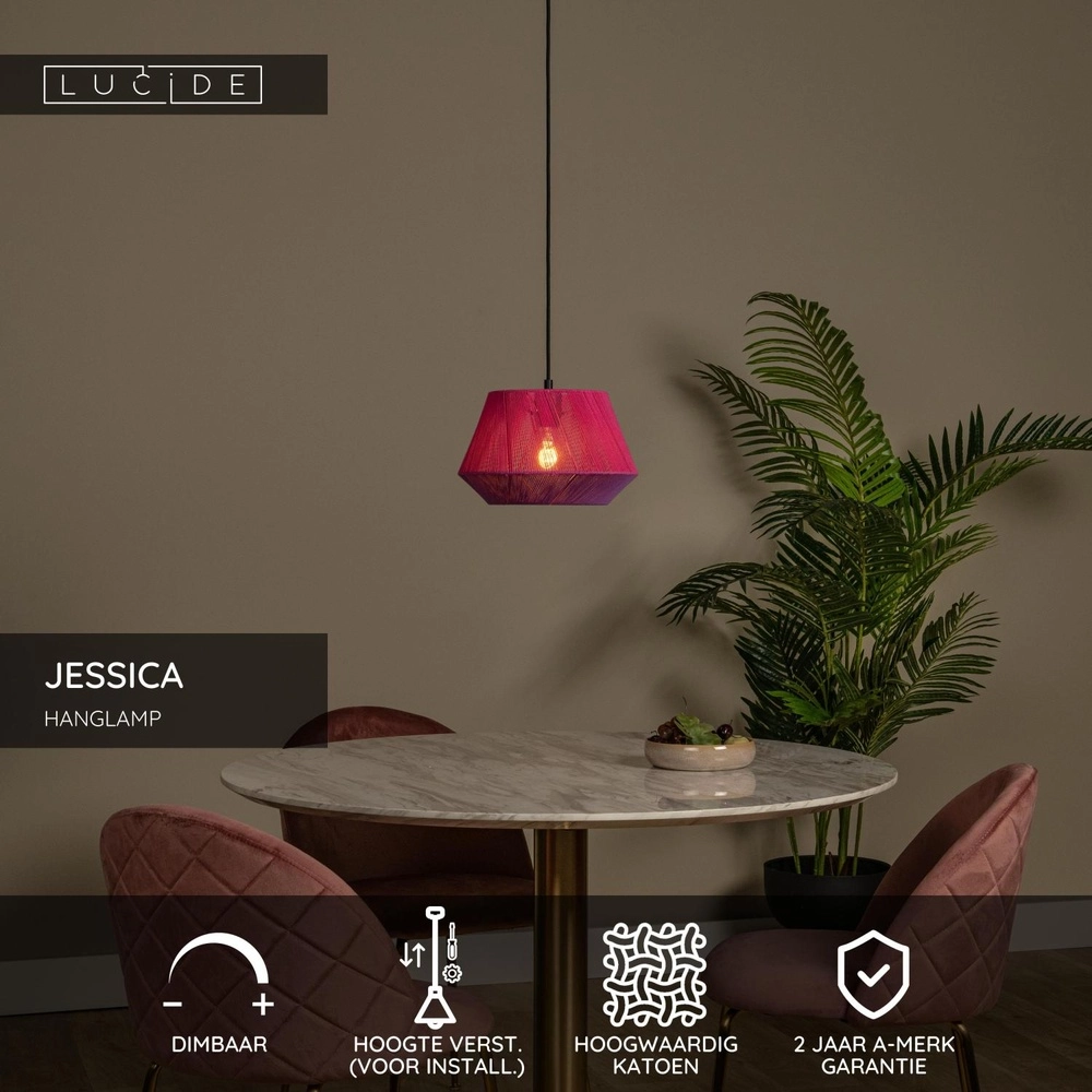 Lampe suspendue Jessica Ø 30cm rose Lucide 5411212106308