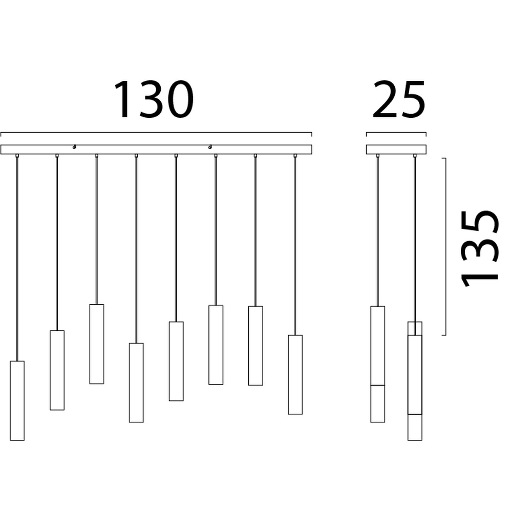 Lampe pendante de salle à manger Run 8 pendentifs noirs Masterlight 8718121206431