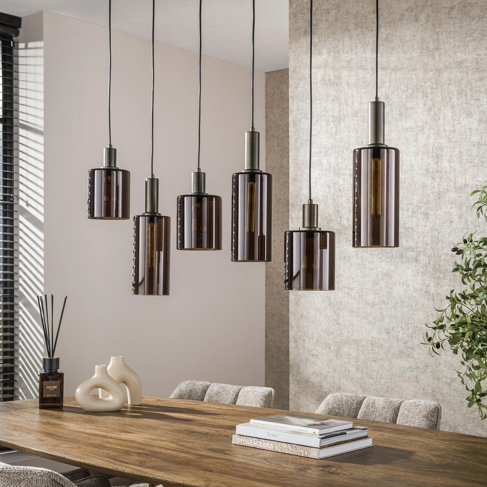 Lampe pendante de table à manger Sepiora Marron Sienna - verre foncé Lyora 8716803513457