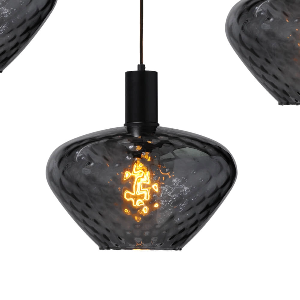 Lampe suspendue 5 lumières - noire - Porto avec des verres à fumée Blossom Masterlight 8718121270241