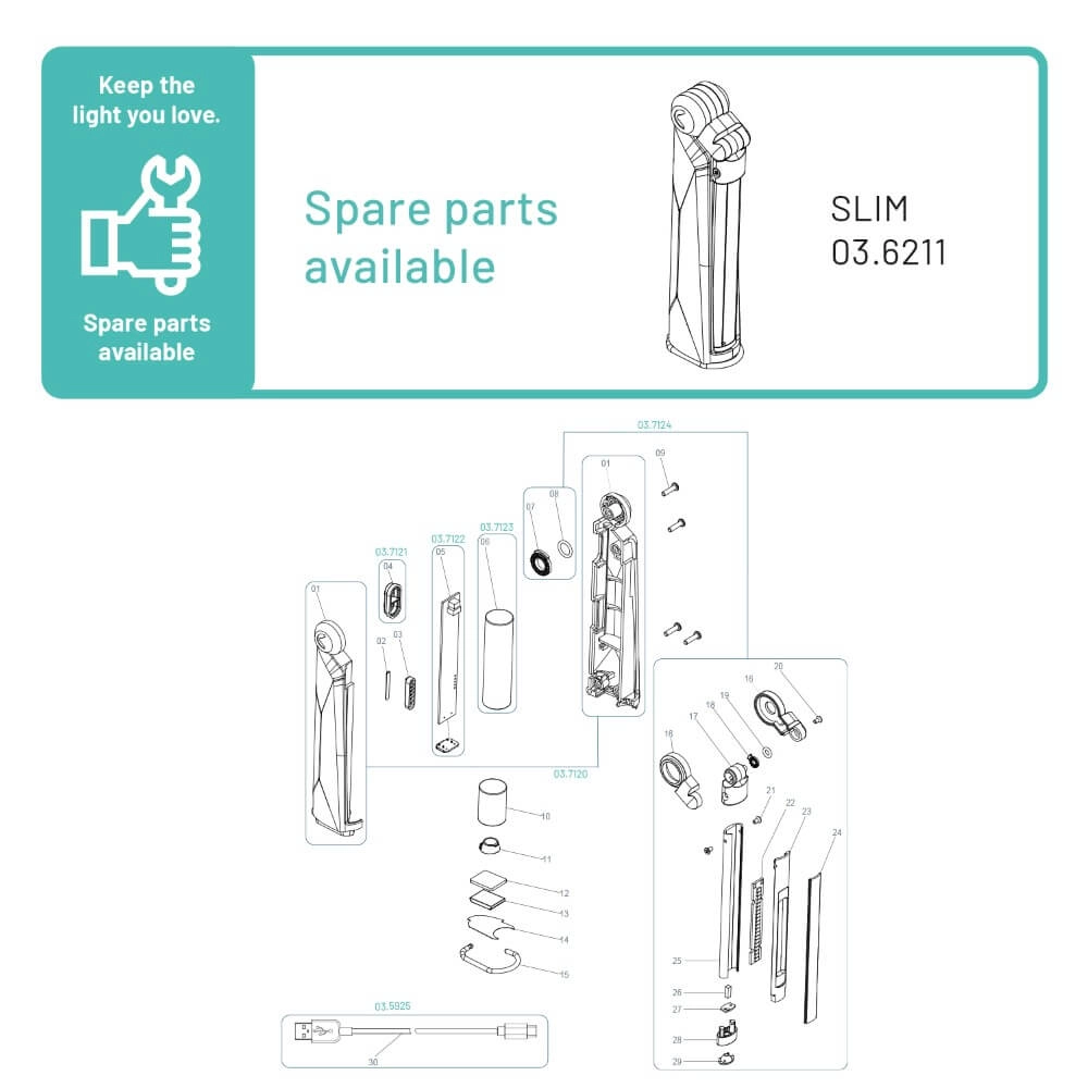 Lampe de travail Slim gris Scangrip 5708997362112