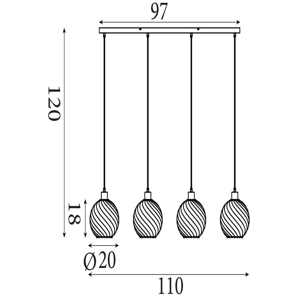 Suspension Radiance Or 4 lumières Searchlight 5053423305813