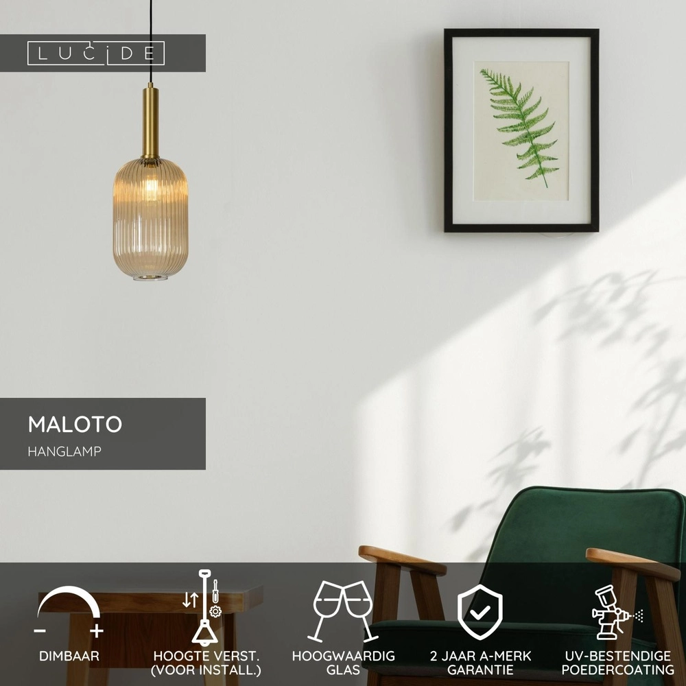 Lampe suspendue Maloto Ø 20 cm d’ambre Lucide 5411212451187