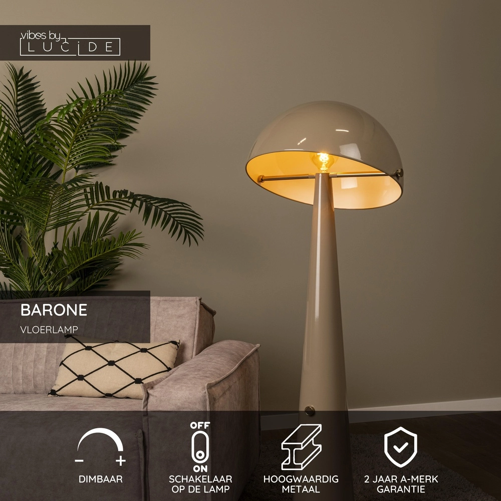 Lampe de pied Barone taupe Lucide Vibes 5411212650146