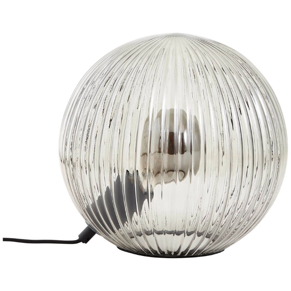 Lampe de table sphère Belado nervuré avec verre fumé Brilliant 4004353428425