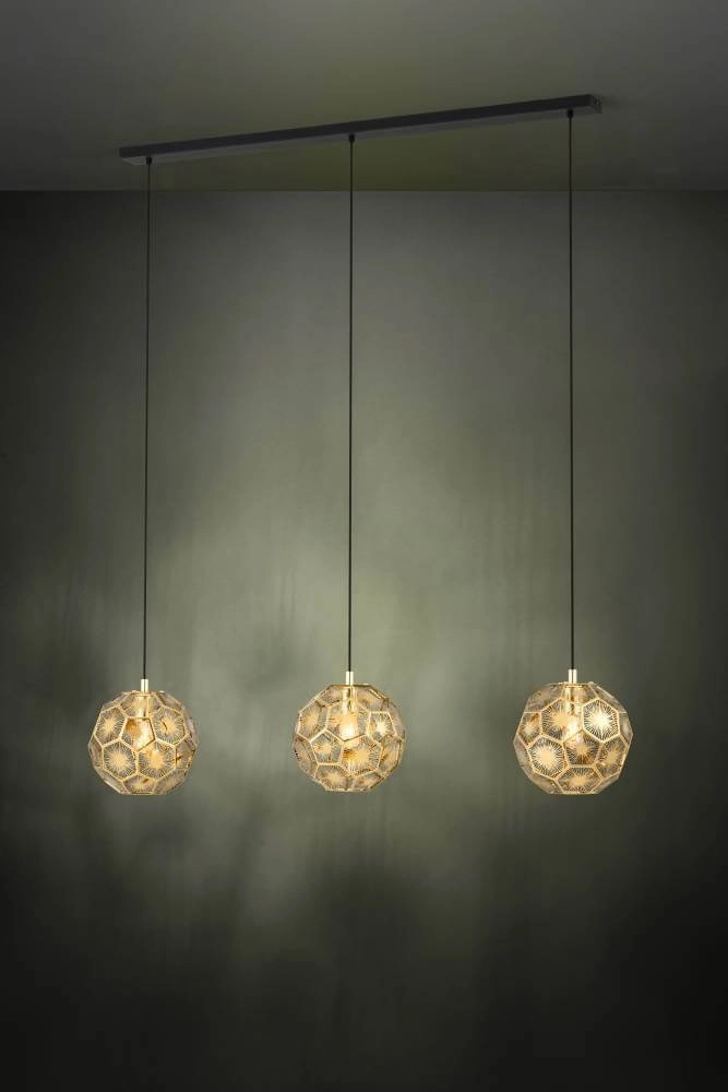 Lampe suspendue dorée Skoura salle à manger - 3 lumières Stars of Light 9002759397579