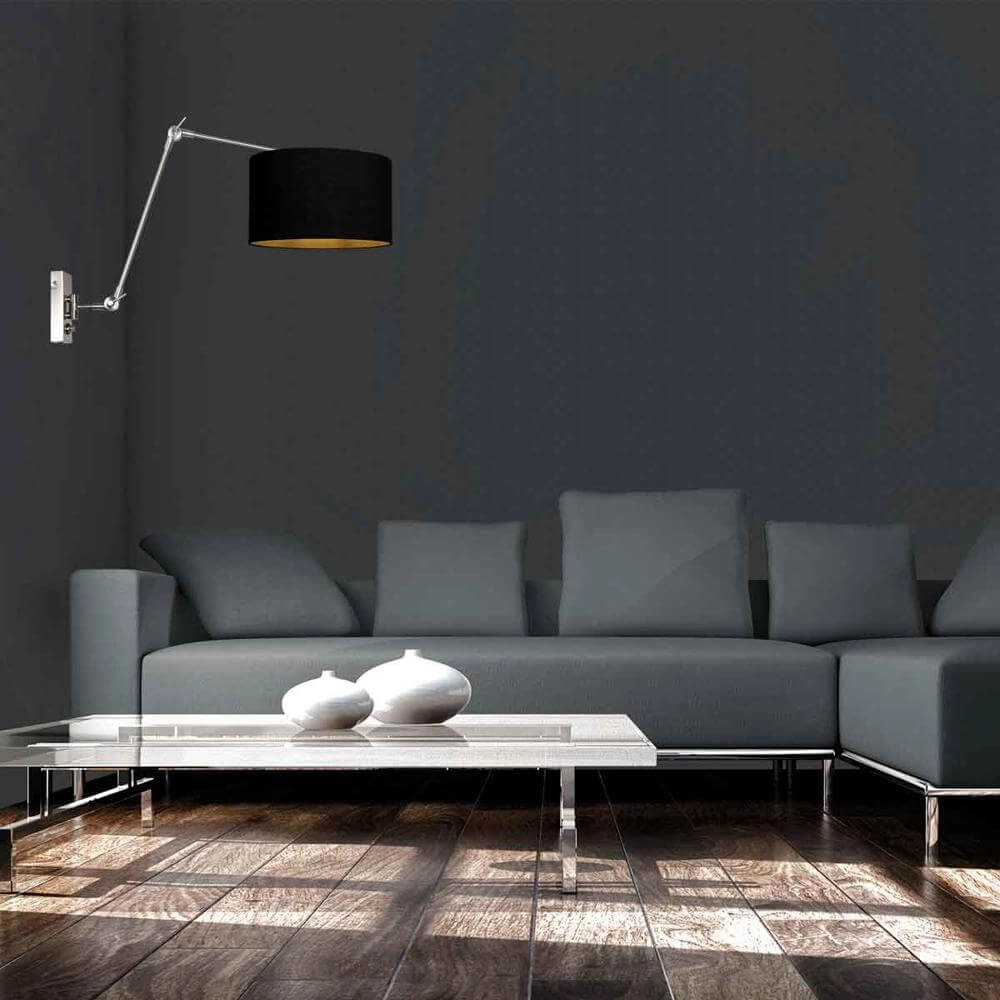 Applique murale Prestige Chic métal avec abat-jour noir Steinhauer 8712746175677