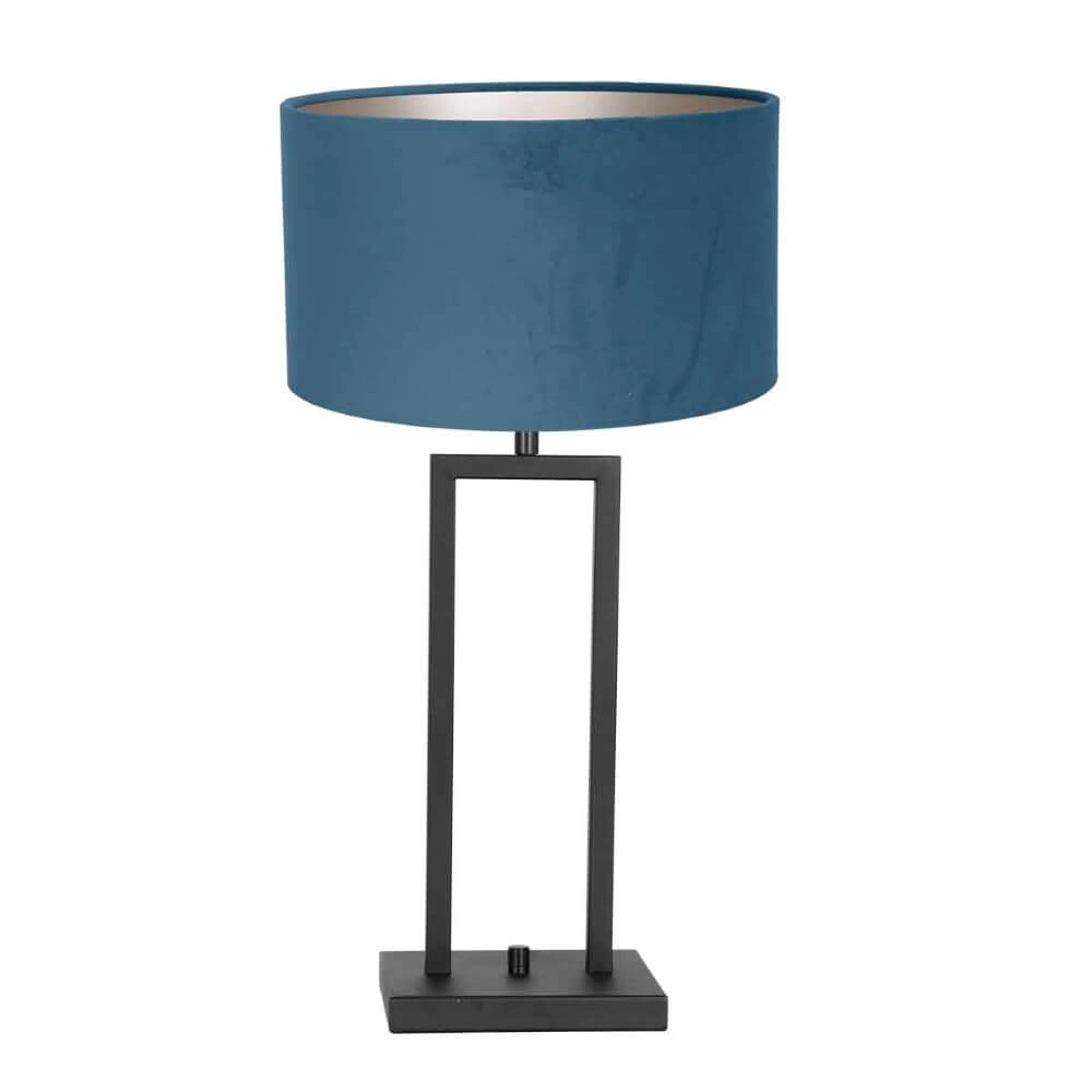 Lampe de table Stanger avec du velours bleu