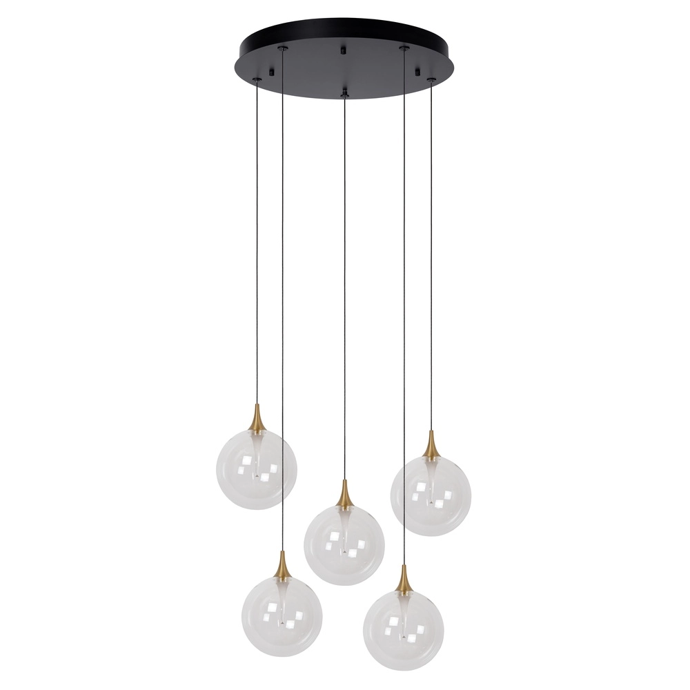 Suspension LED de conception Gisela transparent - 5x Ø 16cm Premium by Lucide 5411212134806