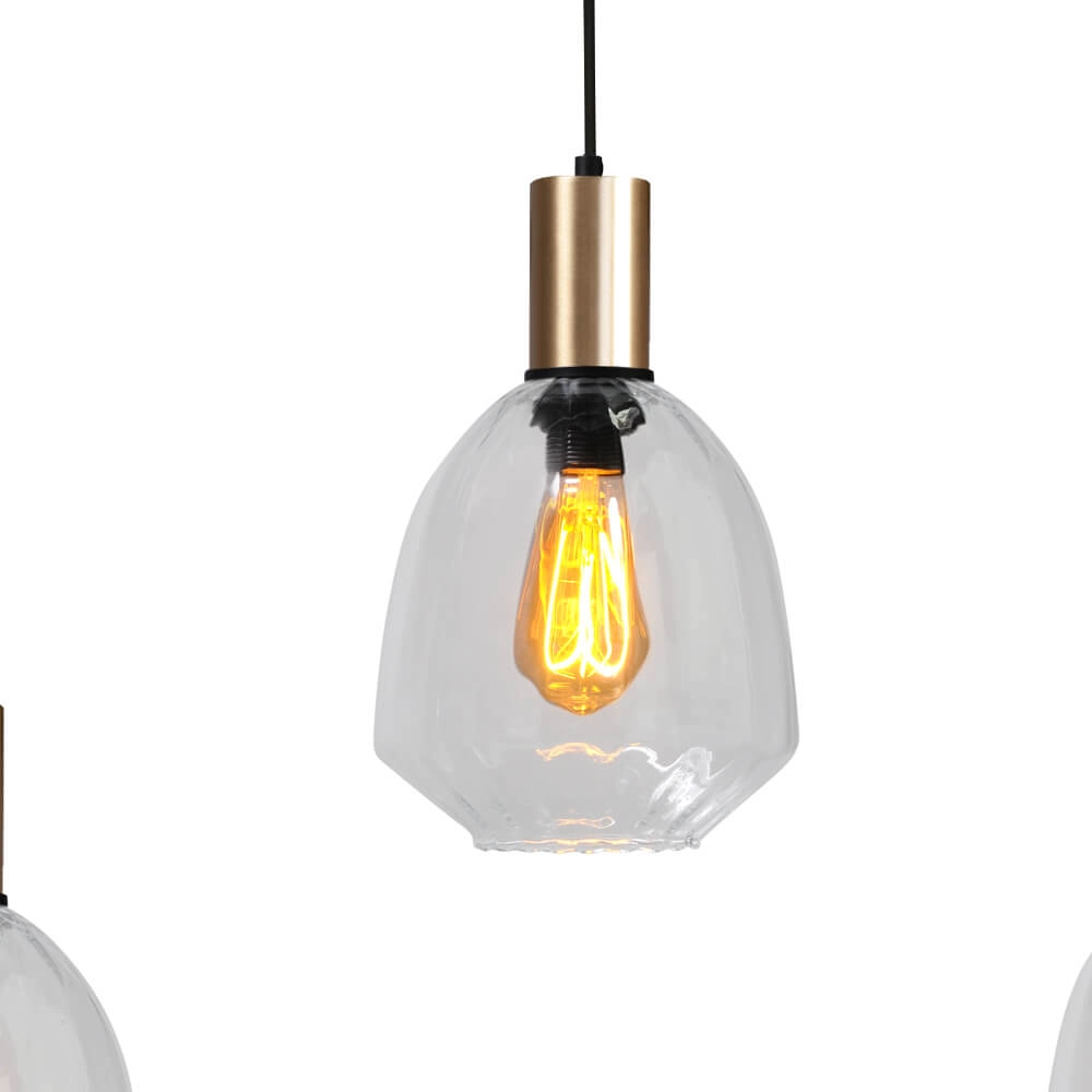 Lampe suspendue 5 lumières - dorée - Porto avec verres transparents Nicolette Masterlight 8718121270319