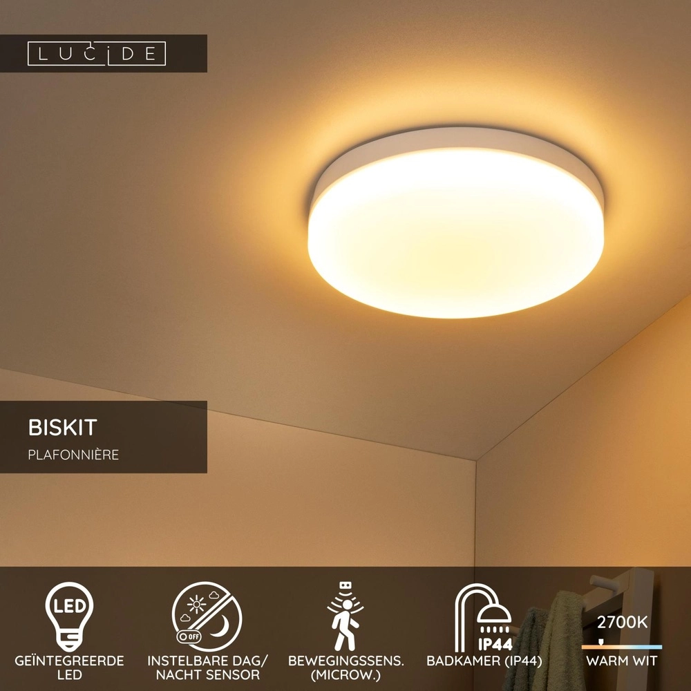 Éclairage de plafond Biskit Ø 40cm - IP44 blanc Lucide 5411212792204