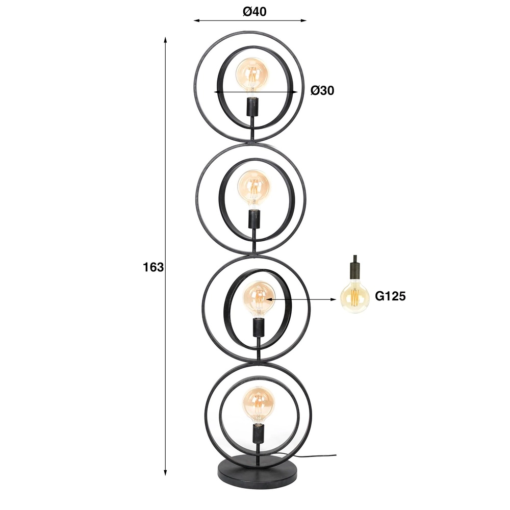 Lampe sur pied au charbon à 4 lumières Turn E27 - Ø 40cm Lyora 8716803513105