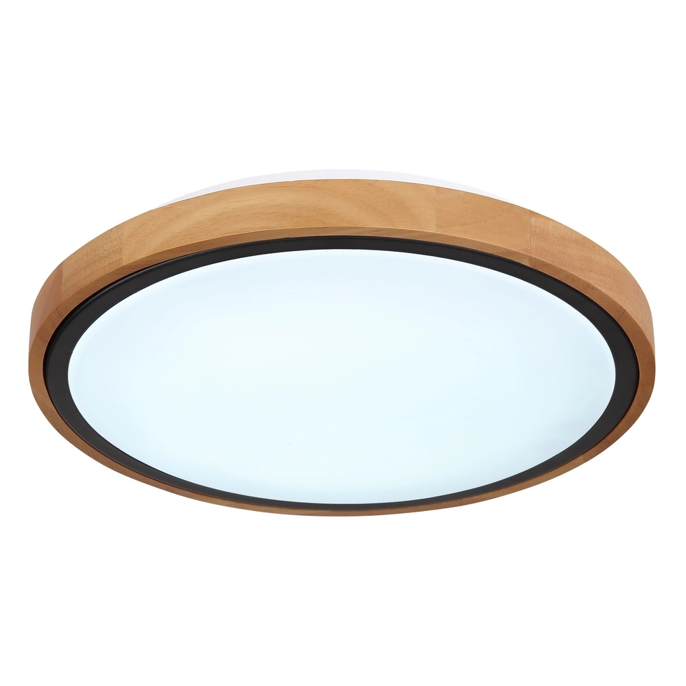 Lampe de plafond Bruno Ø 30,7 cm noir avec bois Globo 9007371430468