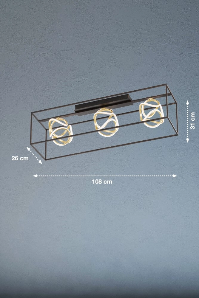 Plafonnier design Gesa noir avec de l'or Fischer & Honsel 4001133205566