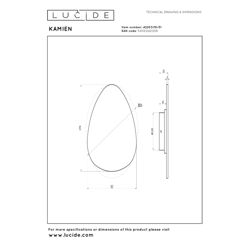 Lampe murale unique Kamien marbre 30 cm Premium by Lucide 5411212421258