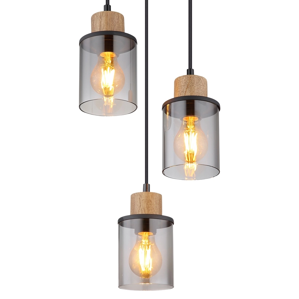 Lampe pendante à 3 lampes Reid Noir rond Globo 9007371457250