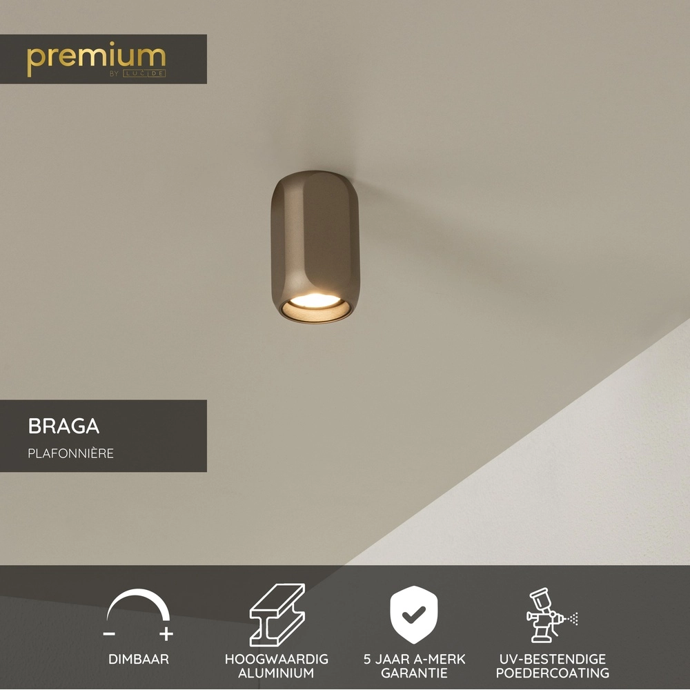 Spot de surface champagne Braga 1x GU10 - Ø 6cm Premium by Lucide 5411212234377