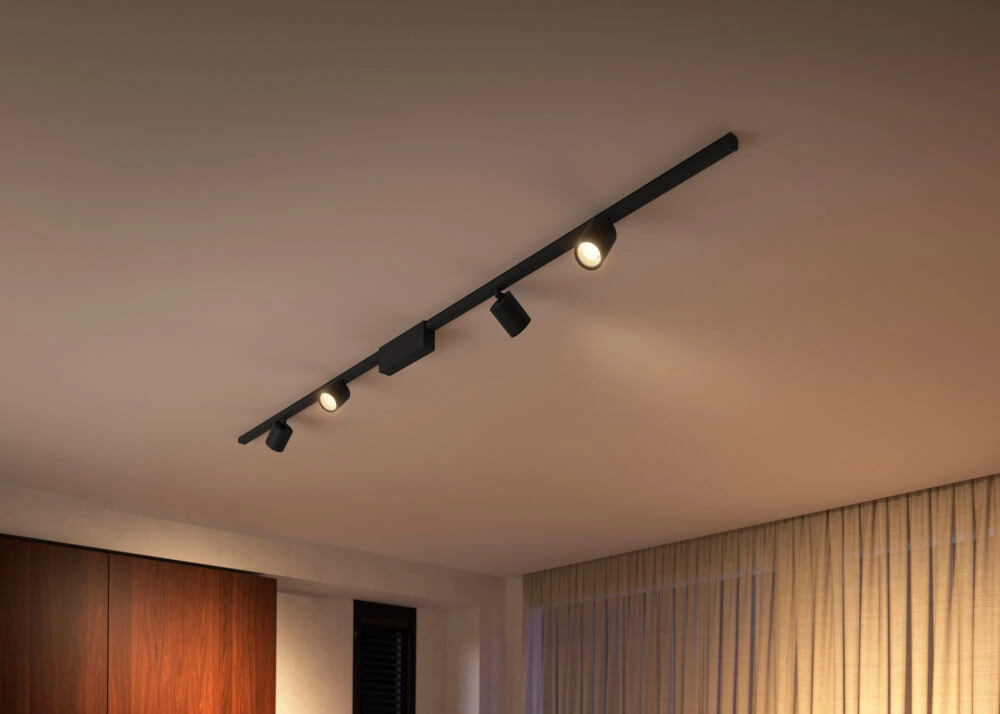 Hue Perifo - White and color lot de 4 spots noirs Philips 8719514407763