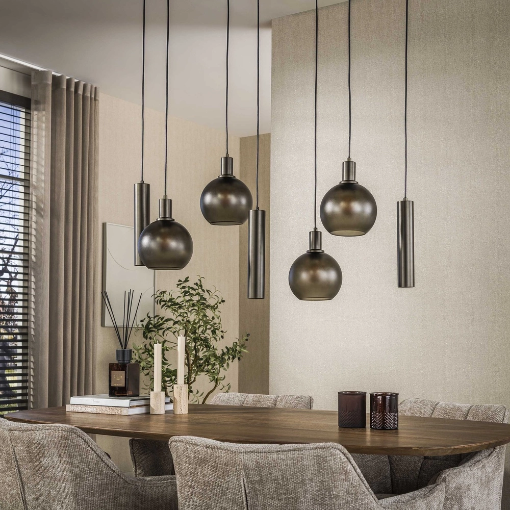 Lampe pendante de table à manger Sfera avec des boules de verre et des pendentifs Lyora 8716803512399