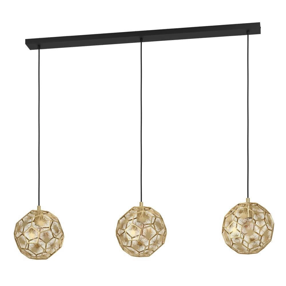Lampe suspendue dorée Skoura salle à manger - 3 lumières