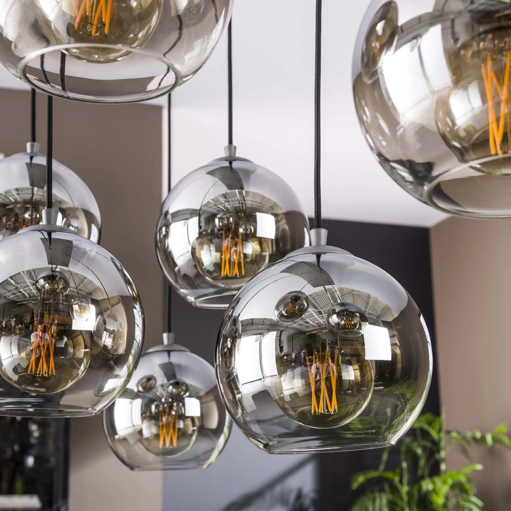 Suspension 7L Bubble avec du verre argenté qui s’estompe. Lyora 8716803511231