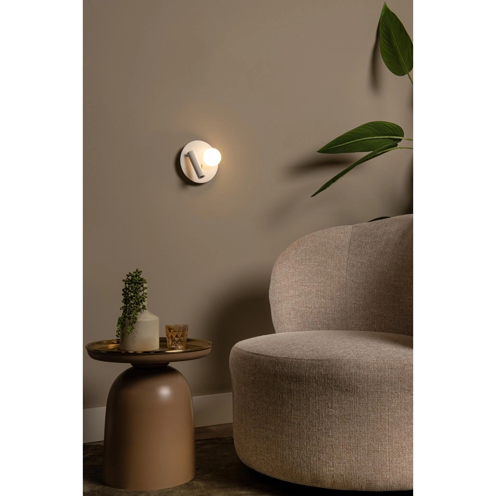 Lampe de chevet conçue Matiz blanc avec point de charge USB Lucide 5411212771339
