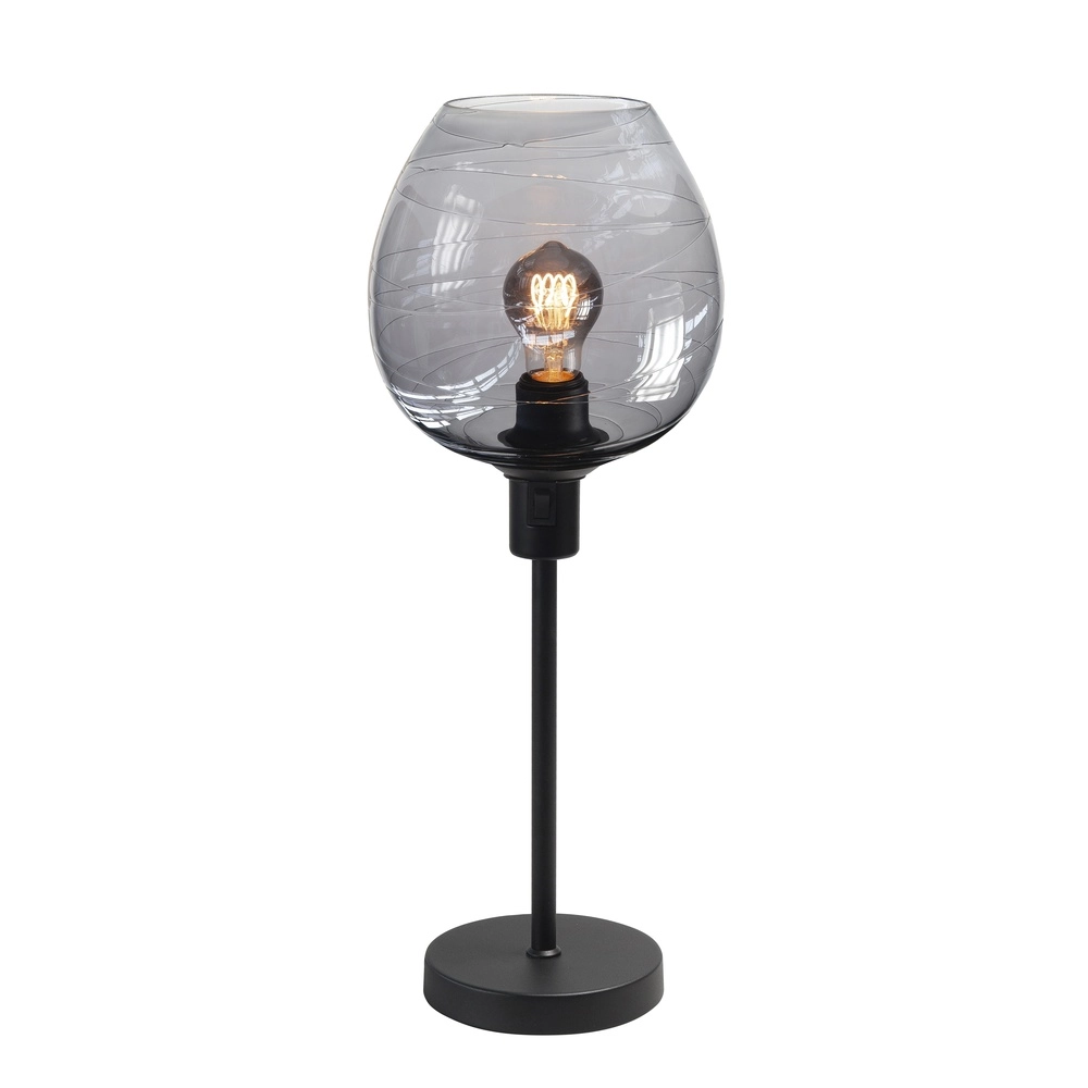 Lampe de table Fantasy noir avec verre fumé Ø 22cm Lampe de table Fantasy noir avec verre fumé Ø 22cm