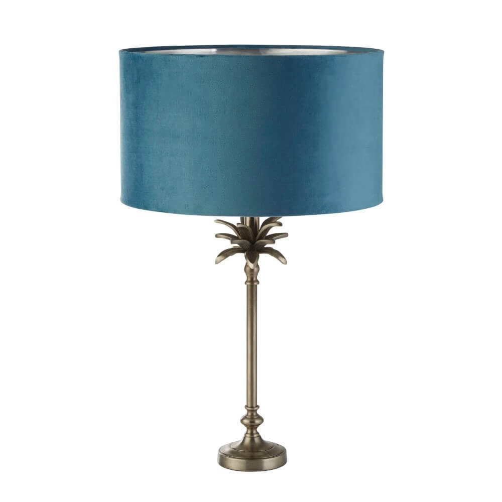 Lampe de table Palm or avec nuance bleue