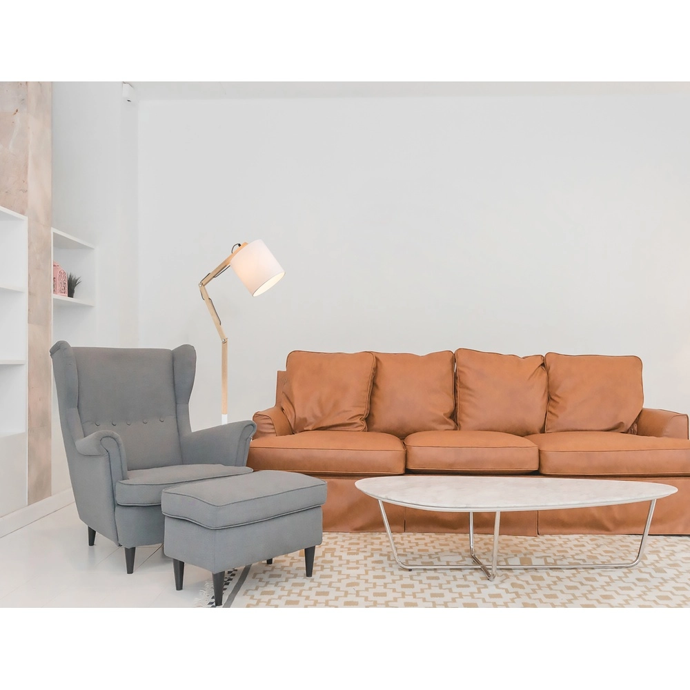 Lampe de pied Mattis Blanc avec du bois Globo 9007371348374