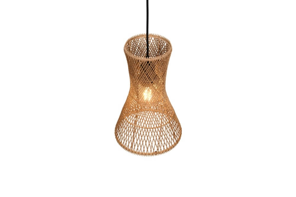 Suspension design Bijou noir avec rotin Ø20cm Trio 4017807637304